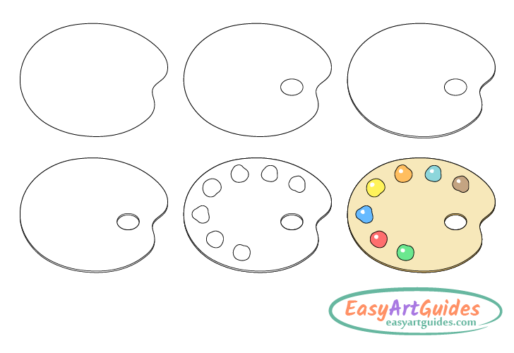 Paint Palette Drawing Step By Step